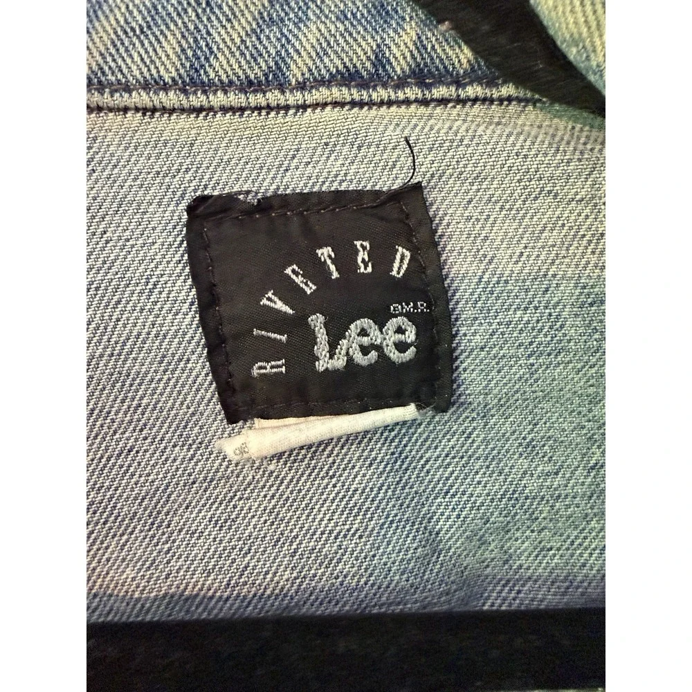 Vintage Lee Riveted Denim Trucker Jacket Mens XL Black Label 80s Looney Toons